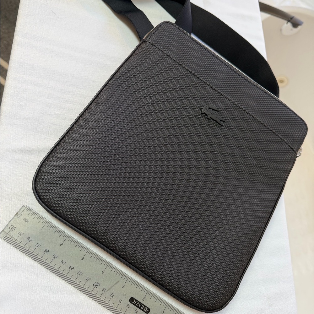 Lacoste Textured Black Messenger Bag